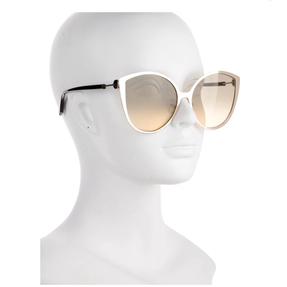 Fendi White and Brown Cat-Eye Sunglasses